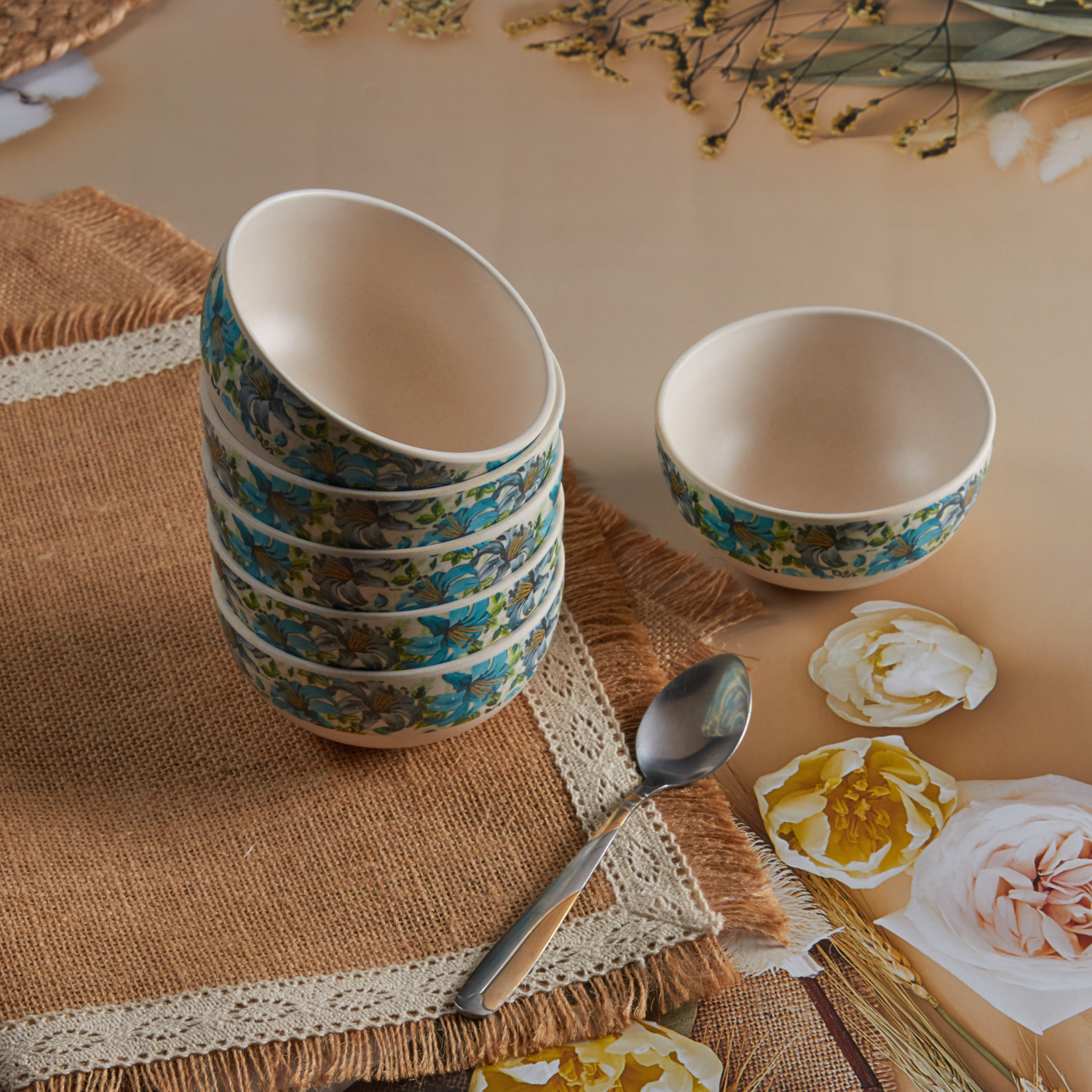 Bamboo Fibre Bowl - Leaf & Flower