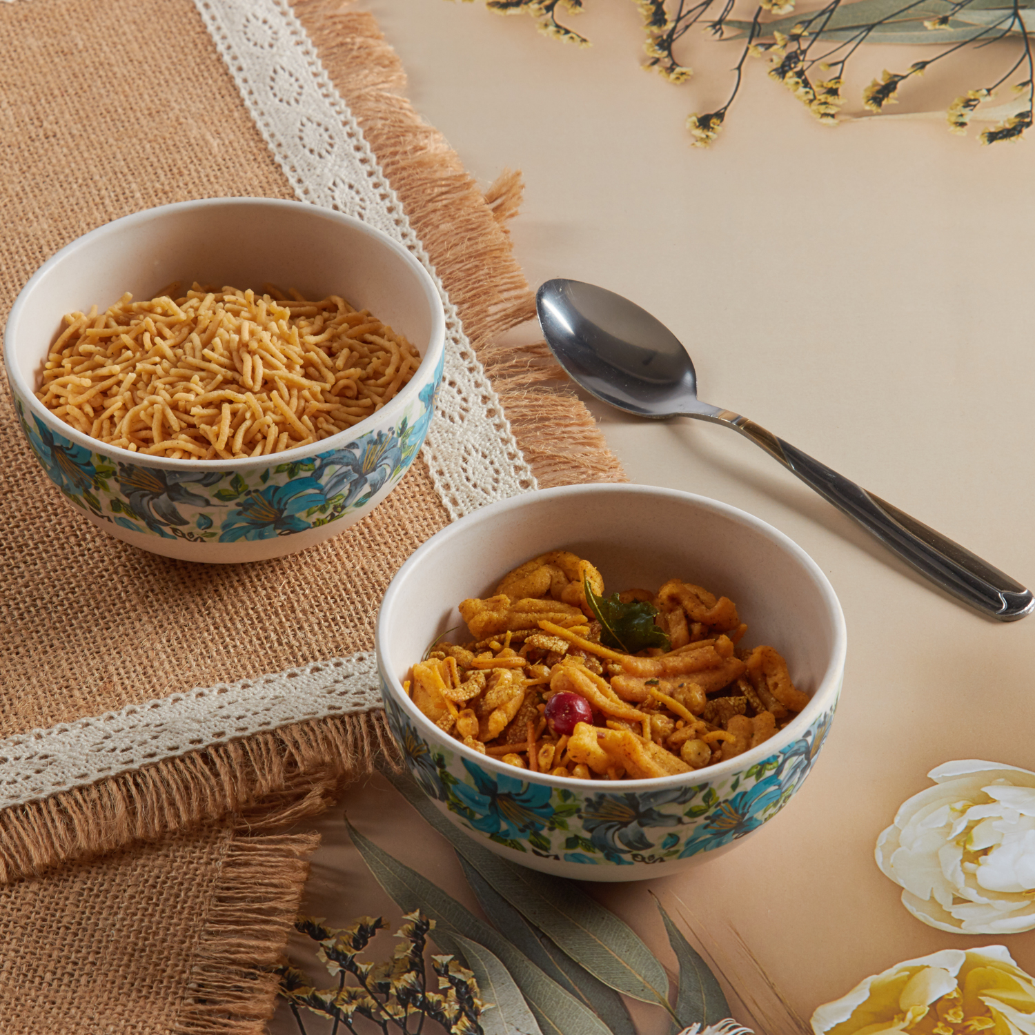 Bamboo Fibre Bowl - Leaf & Flower