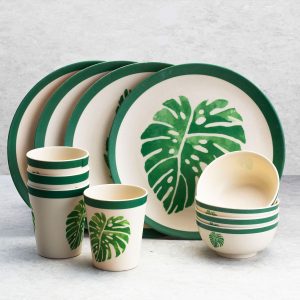 Bamboo Fibre Dinner Set - Leaf